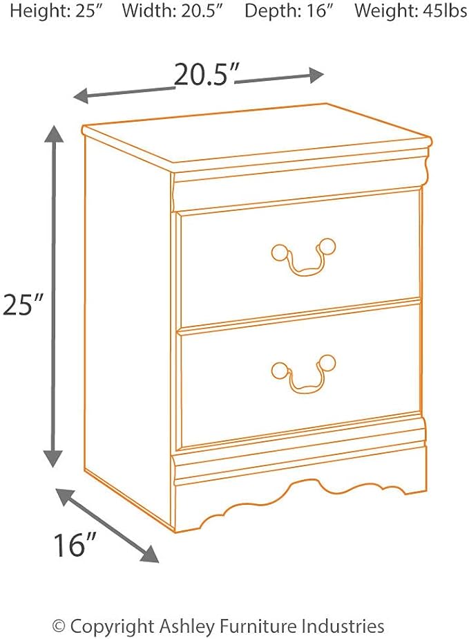 Signature Design by Ashley Huey Vineyard Traditional 2 Drawer Nightstand, 24.45" Tall, Black