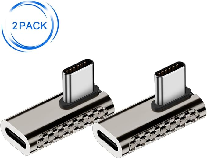 2 pcs Type-C to Type-C,USB C Adapter PD Type C Male to Female Extender 8k@60Hz Video for Mobile Phones, laptops, Tablets Projection Screen or Charging (Center Bend)