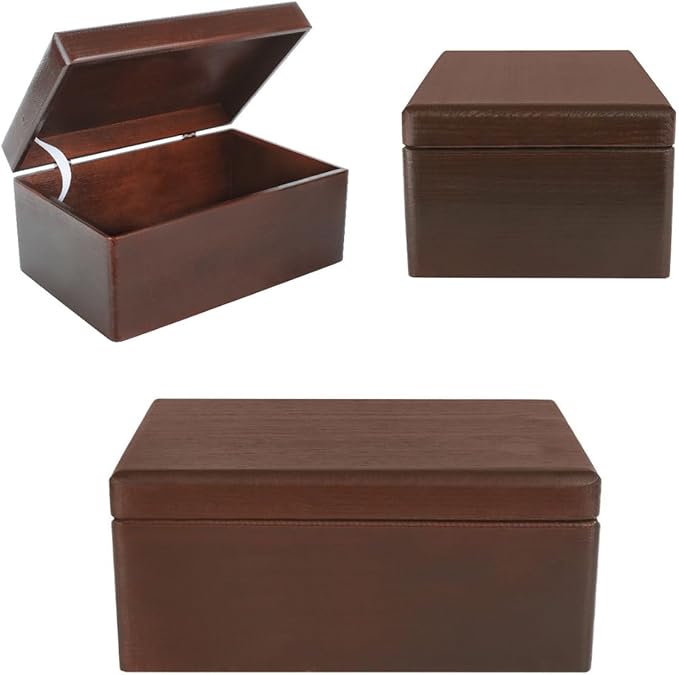 Large Brown Wooden Box Storage with Hinged Lid | 11.8 x 7.87 x 5.51 inches (+-0.5) | Gift Box Kitchen Storage | Product NOT Intended for 15 Years OR Below