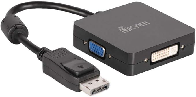 DisplayPort to HDMI VGA DVI Adapter, 3-in-1 Converter, 1080P@60Hz, Male to Female, Black