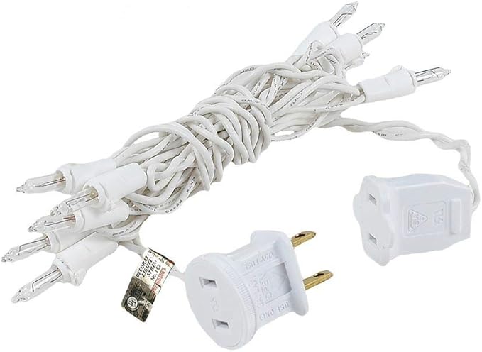 Novelty Lights 5 Feet 10 Bulbs Vintage Short Mini Light String, Clear Bulbs on White Wire, 4-Inch Spacing Fairy Lights, Connectable End-to-End, UL Listed for Indoor/Outdoor