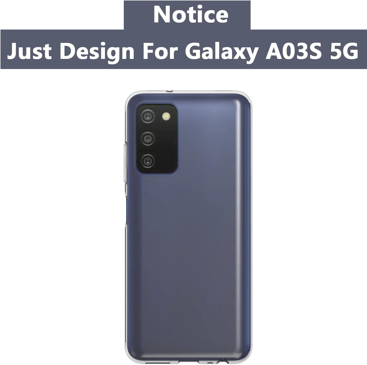 Galaxy A03S Clear Case, Slim Thin TPU Soft Silicone Flexible Shockproof Protective Cover
