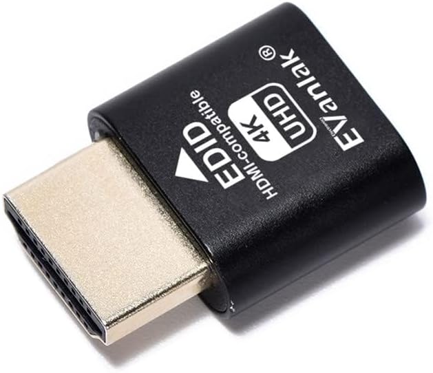 EVanlak HDMI Dummy Plug Headless Ghost Display Emulator Premium Aluminum PC（Fit Headless-3840x2160@60H New 3RD）-1Pack