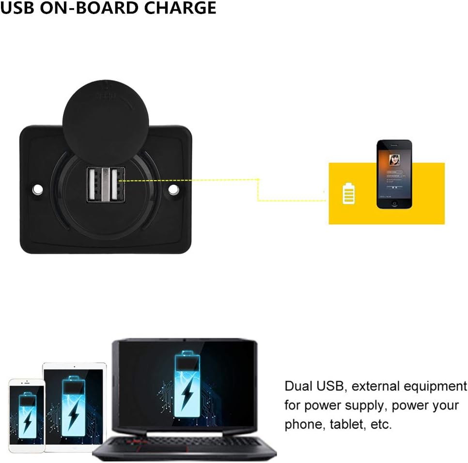 Marine 12v USB Car USB 3.1A Dual Black ABS Socket Outlet with LED Waterproof Car Accessories