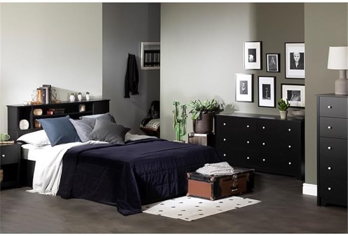 South Shore Vito Collection 5-Drawer Dresser, Black with Matte Nickel Handles, Pure Black