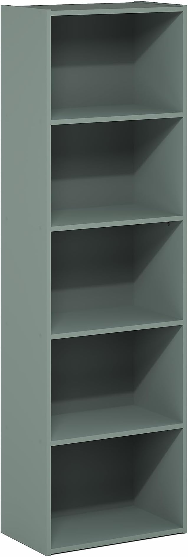 Furinno LUDER Book Shelf, 5-Tier Bookshelf, Bookcase, 9.4" x 15.8" x 52", for Living Room, Bedroom, Home Office, Sage Green