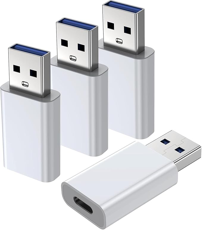 USB to USB C Adapter 4 Pack, USB-C Female to USB Male Adapter,OTG Charger Converter Compatible for Apple Watch Ultra iWatch/iPhone/Pro Max Plus/Airpods/iPad 9 10 Air 5 Mini 6/Car/Samsung