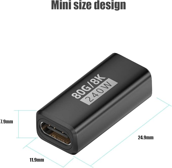 3-Pack 240W USB C Coupler Thunderbolt 5, USB c Female to Female, Support 80Gbps,120Gbps Bandwidth, Dual 8K,16K,@60hz Video, for MacBook, Ipad, Thunderbolt 5/4/3,iPhone 17,USB4,Razer Blade.