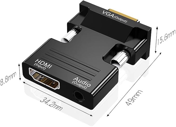 HDMI to VGA Adapter, 1080P 60Hz, with 3.5mm Audio Cable, Compatible for Laptop Computer to TV Projector Monitor