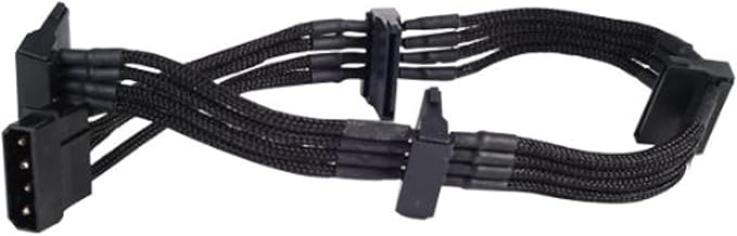 Silverstone Tek Sleeved Extension Power Supply Cable with 1 x 4-Pin to 4 x SATA Connectors (PP07-BTSB)