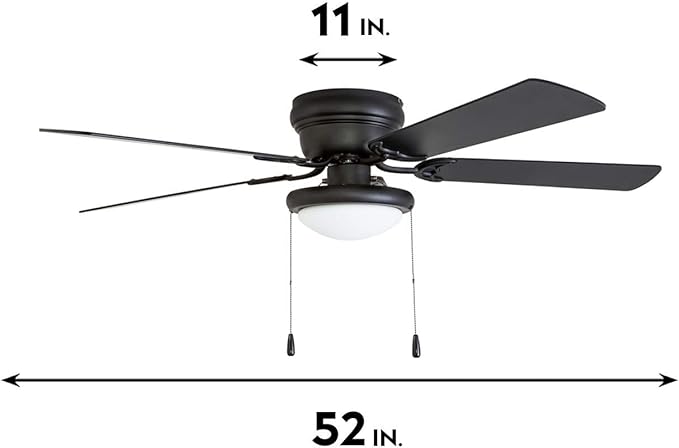 Portage Bay 50251 Hugger 52" Matte Black West Hill Ceiling Fan with Bowl Light Kit