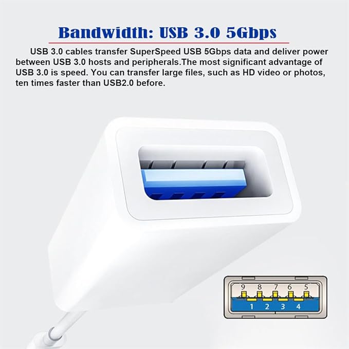 NFHK Type C USB-C to Standard Type-A USB3.0 Female Adapter Compatible with MacBook Laptop Tablet Phone