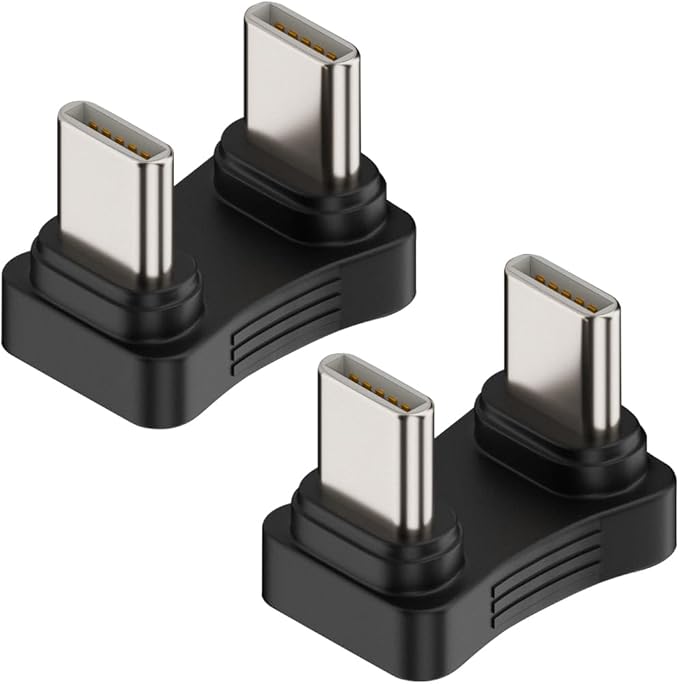 USB-C Type C Male to Male Coupler Extender Power Data Adapter Opposite U Shape Back Angled Type C Adapter, Support PD 65W Fast Charging for Mobile Phone, Tablet, Laptop, etc