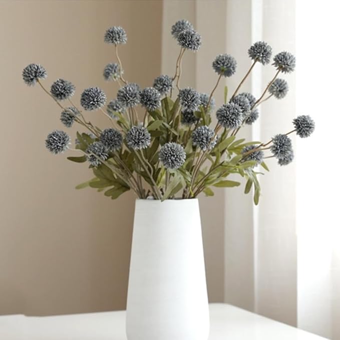 Artificial Flowers for Vases 20.5 Inch 10 Stems， Silk Dried Fake Mums Bouquet Indoor Faux Floral Arrangements for Decoration (Blue)