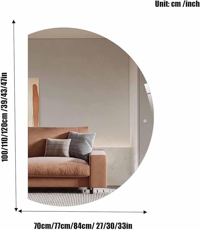 Half Moon LED Bathroom Mirror,Frameless Backlit Wall Mirror, Anti-Fog Smart Vanity Mirror,3 Colors Lights Dimmable Brightness and Time,Touch Switch (Left Semicircle, 100 * 70)