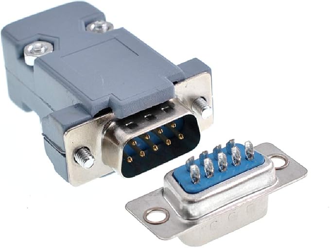 Oiyagai 10Pcs DB9 Male Connector Set, Solder Type, Plastic 9 Pins D-Sub Adapter with Hood for Serial Port