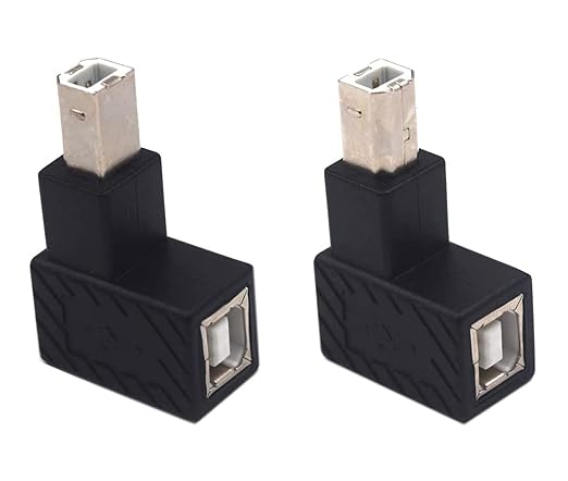 90 Degree USB B Printer Adapter, 2 Pack USB 2.0 Type-B Male to Female Up and Down Angle Printing and Data Extension Adapter for Printer Scanner HDD (UP&Down)