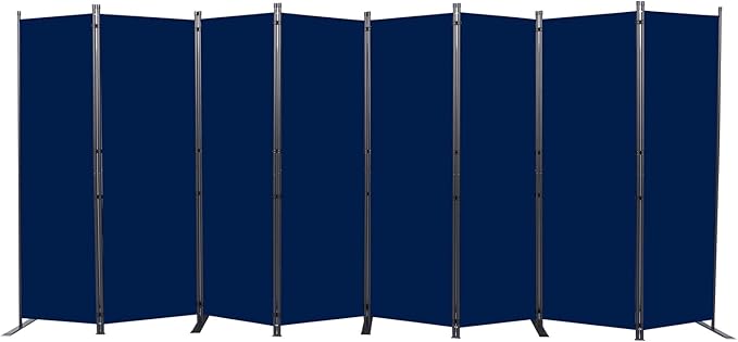 Room Divider, 8 Panel Folding Privacy Screens with Wider Support Feet, 6 Ft Portable Room Partition for Room Separator, 176" W X 71" H, Navy Blue