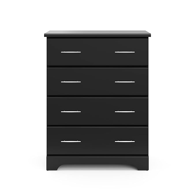Storkcraft Brookside 4 Drawer Dresser (Black) – GREENGUARD Gold Certified, Nursery Dresser for Kids Bedroom, Chest of Drawers
