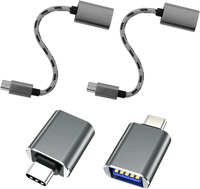 USB C to USB 3.0 Adapter 4 Pack, Standard USB Female to USB-C Male OTG Adapter Cable Compatible with MacBook Pro, iPhone 17/16/15, Samsung Galaxy, iPad, Type-C Phones, Tablets and More (Gray)