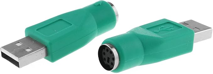RLECS USB to PS2 Adapter 2PCS Green PS/2 Female to USB Male Converter Adapter for Mouse and Keyboard