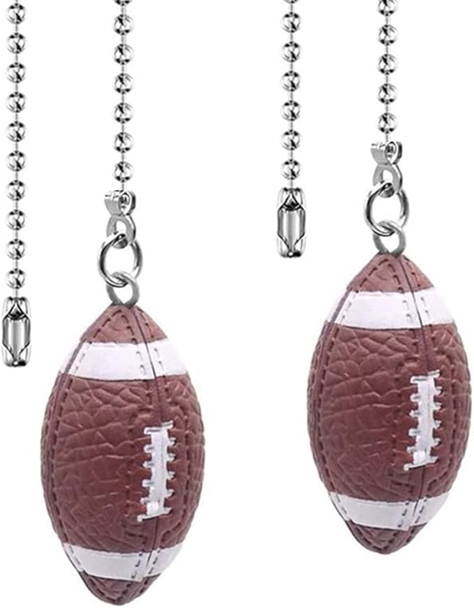 Ceiling Fan Pull Chain Extender - 12 Inch Pull Chain Connector for Lighting Fans, 2 Pack (Football)