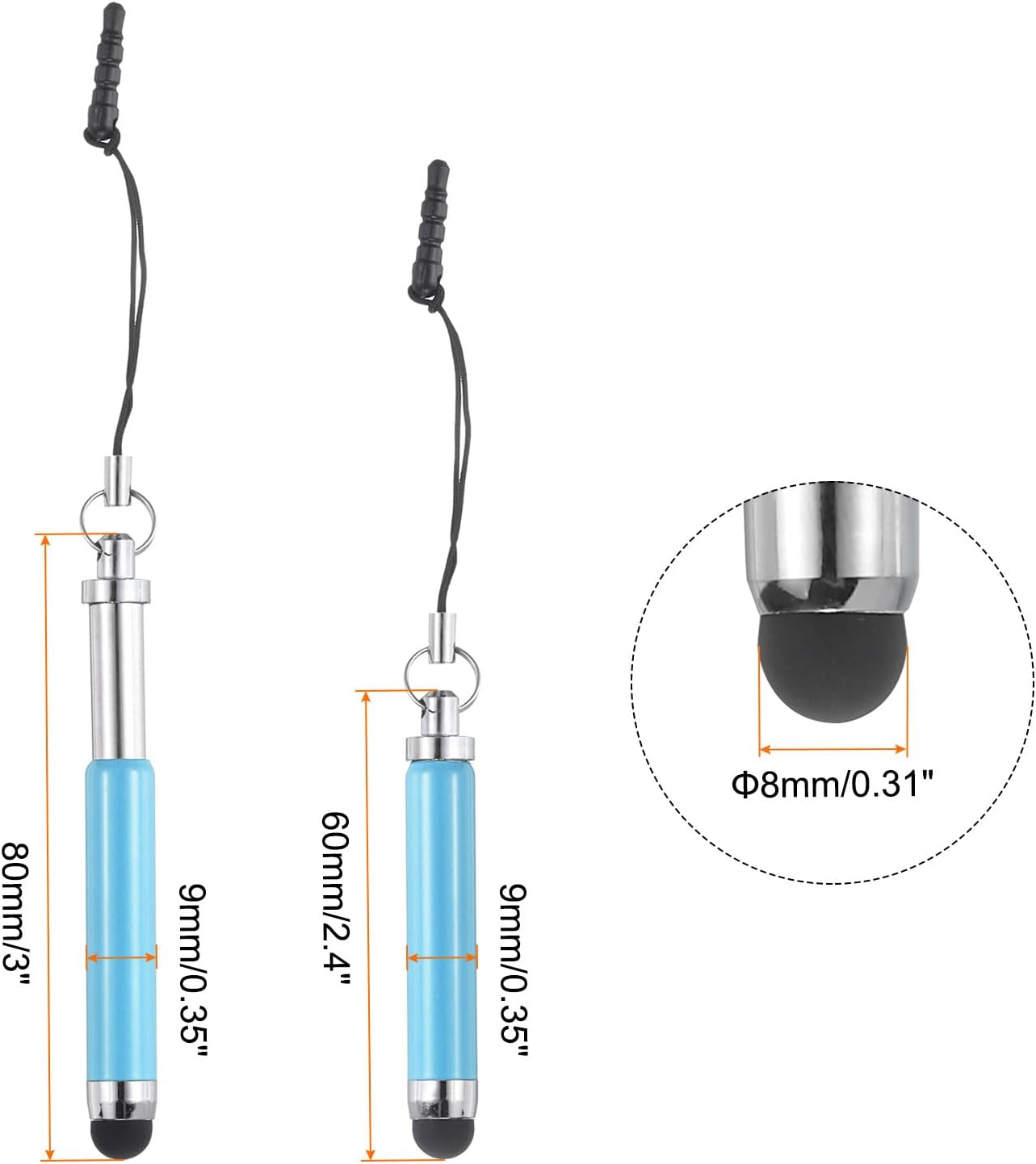 MECCANIXITY 5pcs Metallic Stylus Pen Retractable Aluminum Alloy Mini Capacitive Pens for Touch Screen Devices