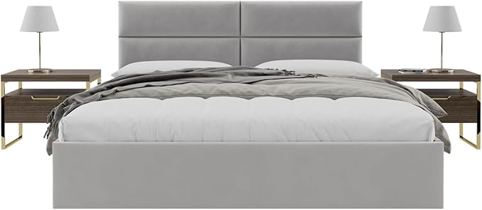 Vänt Upholstered Wall Panels - King/Cal King Size Wall Mounted Velvet Headboards - Velvet Platinum Grey - Twin/King - Set of 4 Panels (Each Individual Panel 39"x11.5")