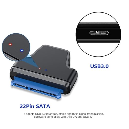 NFHK 5Gbps Micro USB 3.0 to SATA 22Pin 7+15 Enclosure Adapter for 2.5" Hard Disk Drive SSD HDD Mass Storage Class