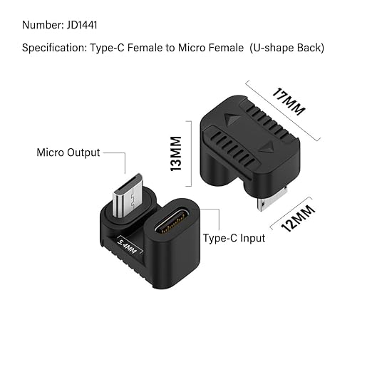 2 pcs Type-c to Micro USB Power Data Adapter.usb2.0 (5V2A) 10W 480Mbps USB C femle to Micro USB Male Charging Convertor Adapter 180 Degree U-Shaped Angle for Tablet & Mobile Phone