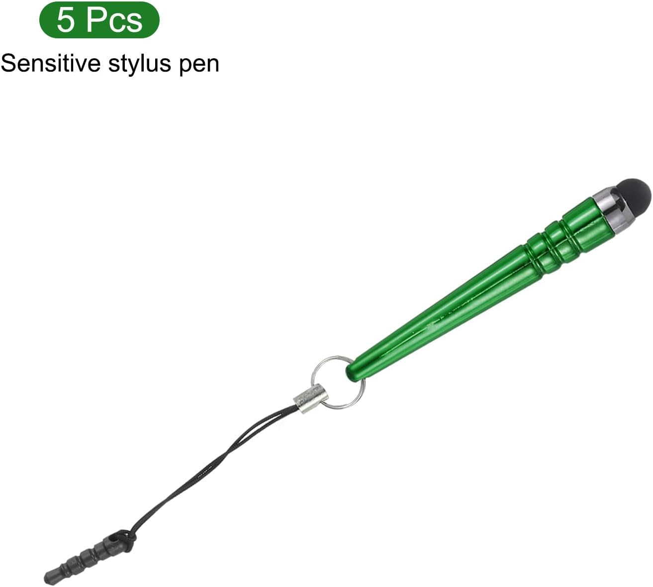 MECCANIXITY 5pcs Metallic Stylus Pen, Aluminum Alloy Mini Metal Capacitive Pens for All Touchscreen Devices, Green