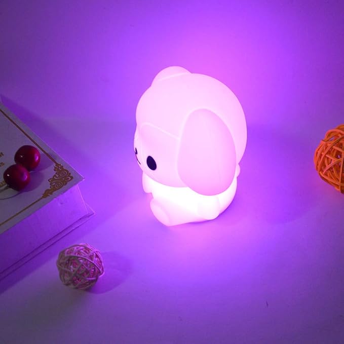 Night Light Kids with Cute Dog Design Baby Children's Room LED Bedside Lamp with Changeable RGB Colors Rechargeable Night Light Compatible with Touch-Control & Remote Control - Dog