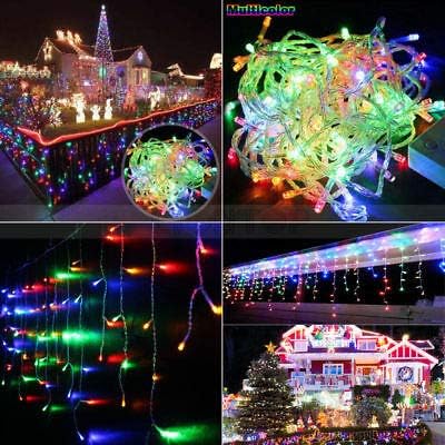 Toodour Christmas Icicle Lights Outdoor, 360 LED 29.5ft 8 Modes Fairy Icicle String Light with 60 Drops, Led Christmas Lights Twinkle for Holiday, Party, Wedding, Eaves, Xmas Decorations (Multicolor)