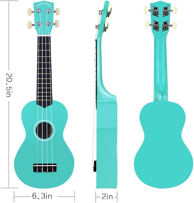 POMAIKAI Soprano Ukulele Starter Wood Ukele Hawaiian Guitar Ukelele 21" Beginner and Students (Blue)