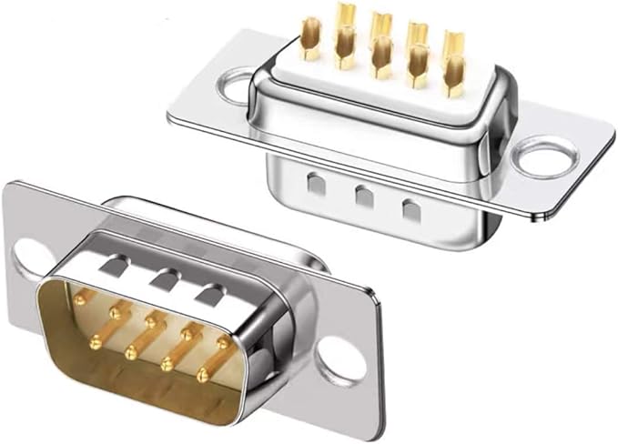 10PCS DB9 RS232 D-SUB Serial Solder Cup Connectors, Gold Plated Joints RS232 Serial Port 9 Pin D Sub Couplers(Male x 5, Female x 5)