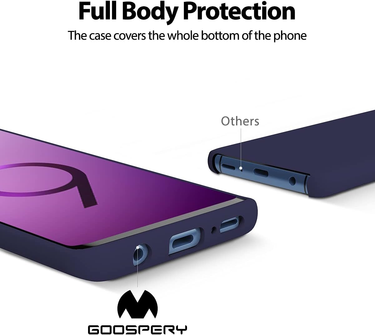 GOOSPERY Liquid Silicone Case for Galaxy S9 5.8" (2018), Shockproof Cover with Soft Microfiber Lining, Navy.
