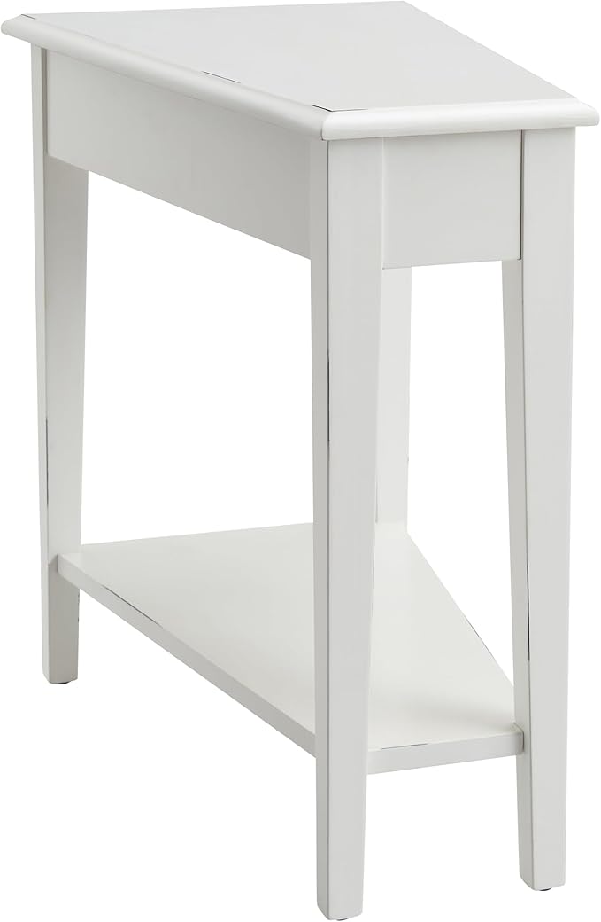 Leick Home Haven Ridge Wedge End Table, Tapered Side Table, Farmhouse White, 214395