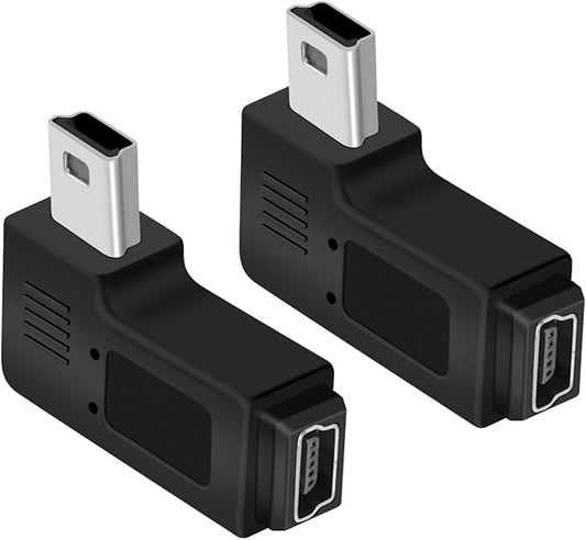 90 Degree Right Angle Mini USB Adapter,Mini USB 5 Pin Male to MINI USB Female Adapter for Dashcams,Bluetooth(2PCS)