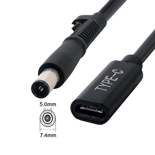 NFHK Type C USB-C Female Input to DC 7.4 * 5.0mm Power PD Charge Cable fit for Laptop 18-20V