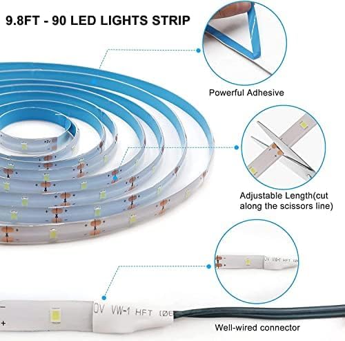 LED Strip Lights Battery Operated, 9.8ft 90 LED Strip Lights with Remote Controller Timer Dimmable, Waterproof Flexible Lights Strip for Indoor Outdoor TV Table Bedroom Boat Kitchen (Blue)
