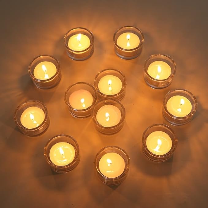 GOLDEAL 60-Pcs Tealight Candle Holders,Small Clear Glass,Tealight Holders Bulk Use for Weddings Parties Dinner,for 1.5" Tealight. Candle Mould