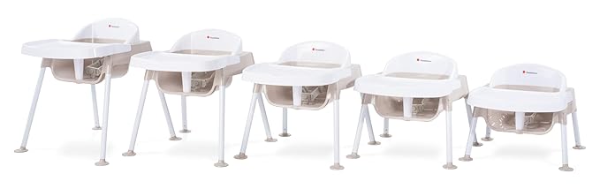 Foundations Secure Sitter Feeding Chairs Multipack, No-Tip Feet, 3-Point Adjustable Harness, Removable Tray, Easy to Clean, Stackable Feeding Chairs, 3 Pack (11 inch)