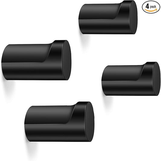 Wood Wall Hooks, 4 Pack Black Decorative Coat Hooks Wall Mounted, Heavy Duty Entryway Hat Hooks Wall Hangers for Hanging Purse, Towels, Clothes, Backpack