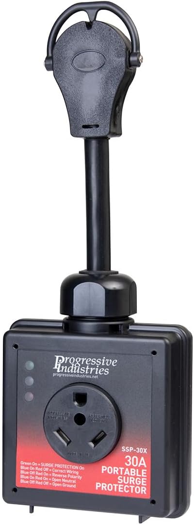Progressive Industries SSP-30X Portable RV Smart Surge Protector, Black, 30 Amp