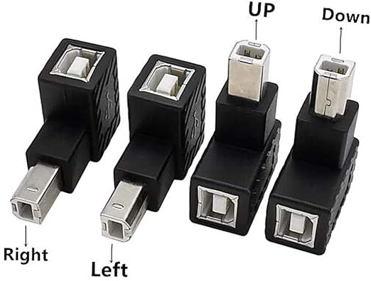 90 Degree USB B Printer Adapter, 2 Pack Left & Right USB Type B Male to Female Printing and Data Transferring Extension Adapter Connector for Printer Scanner HDD (Left & Right)