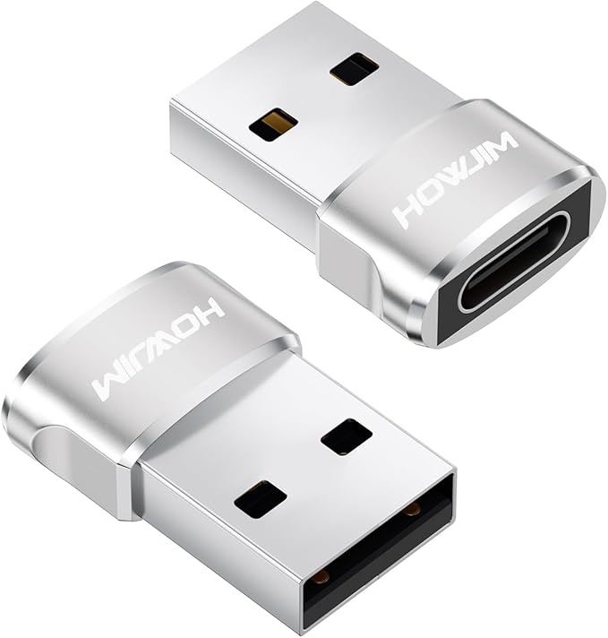 USB to USB C Adapter 2Pack,USB2.0 Fast Charging 480Mbps Data Transfer,Type-C Female to USB2.0 Male OTG Adapter,USB C Charger Connector for M-acBook,Pad,Phone 15 16 17,Watch,A-irpods,G-alaxy Silver