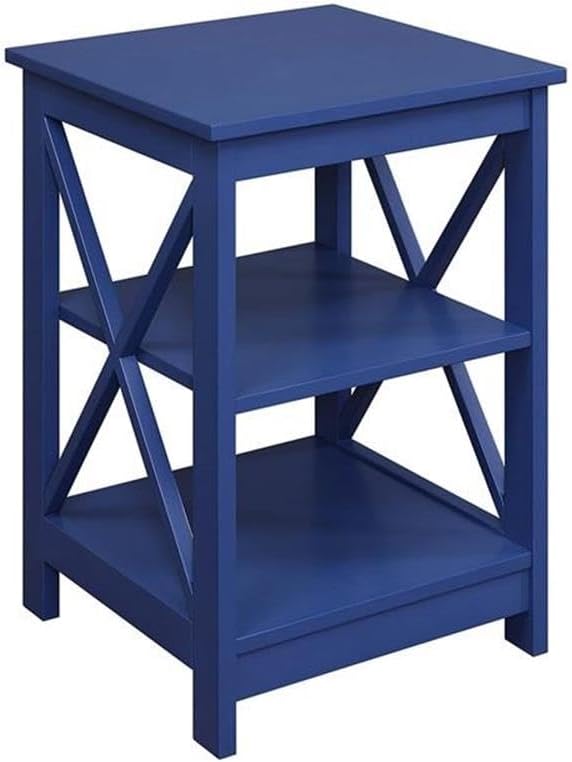 Convenience Concepts Oxford End Table 15.75" - Modern Living Room Table with Storage Shelves, Transitional Nightstand Side Table for Home Decor and Display, Cobalt Blue