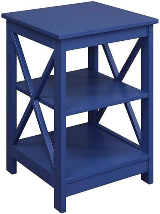 Convenience Concepts Oxford End Table 15.75" - Modern Living Room Table with Storage Shelves, Transitional Nightstand Side Table for Home Decor and Display, Cobalt Blue