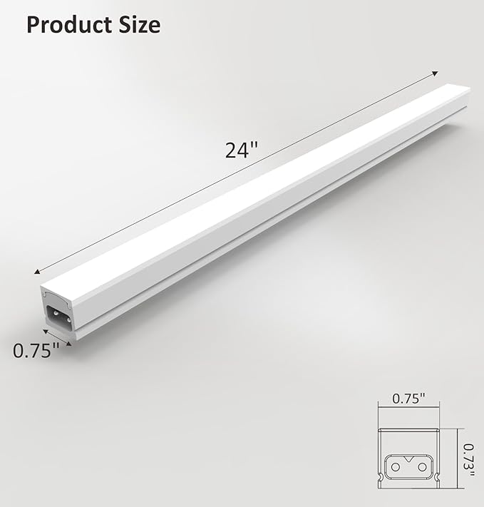 Under Cabinet Lighting Plug in, 24 Inch 1 Pc, Linkable AC120V 3CCT 3000K/4000K/5000K Ultra Slim, LED Under Cabinet Lights for Counter Light, Kitchen, Shelf, Sink, Workshop, Desk, White