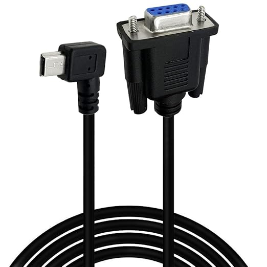 USB to RS232 Serial Adapter, USB Mini 5 Pin Male to DB9 9 Pin Female Serial Converter Cable 1.8M/6Feet (Right Angle mini USB to RS232 Serial)